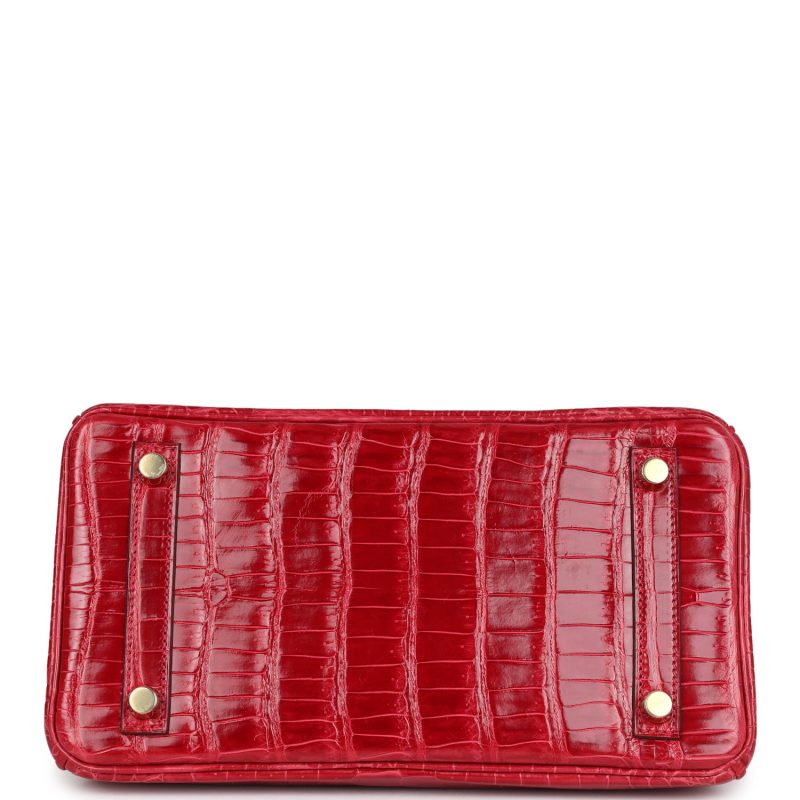 Hermes Birkin 25 Braise Shiny Porosus Crocodile Gold Hardware - Image 5