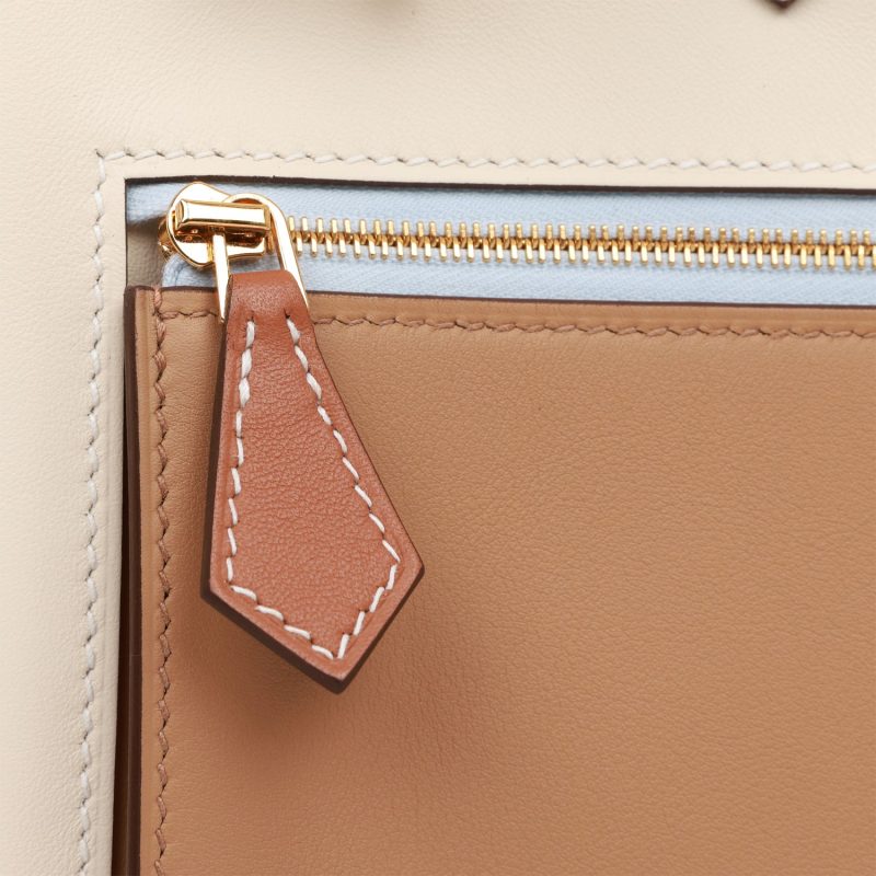 Hermes Colormatic Birkin 30 Nata, Chai and Cuivre Swift Gold Hardware - Image 9
