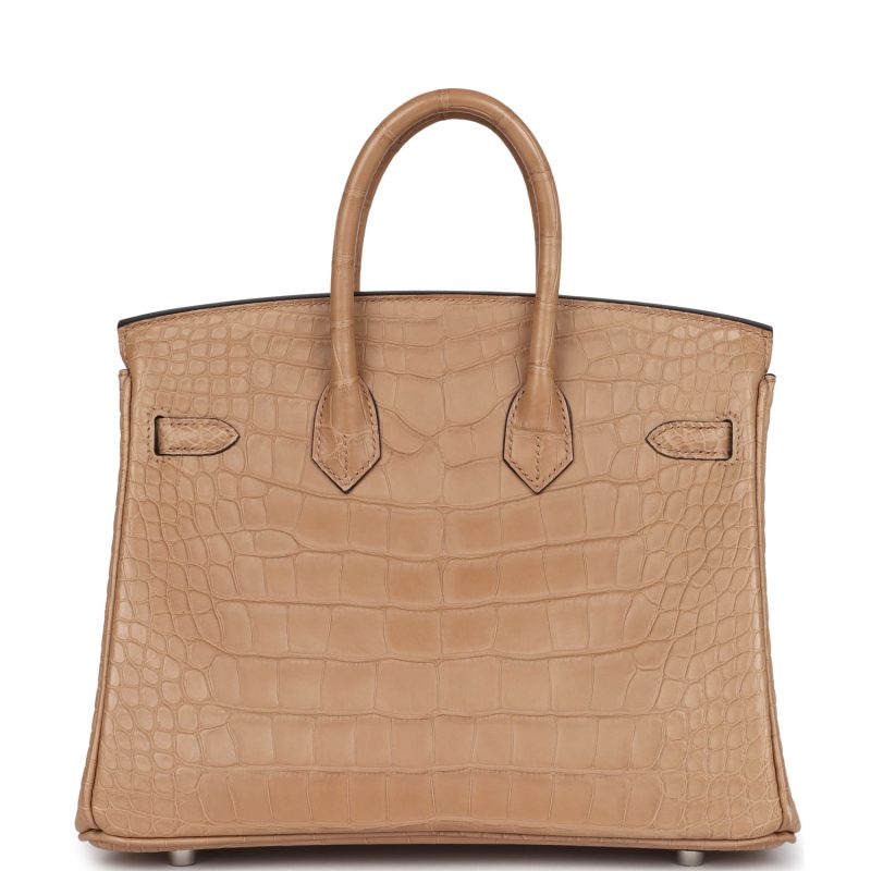 Hermes Birkin 25 Chai Matte Alligator Palladium Hardware - Image 4
