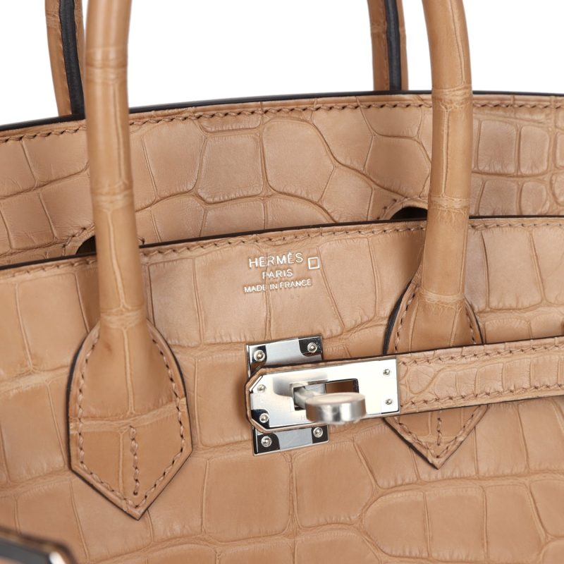 Hermes Birkin 25 Chai Matte Alligator Palladium Hardware - Image 6