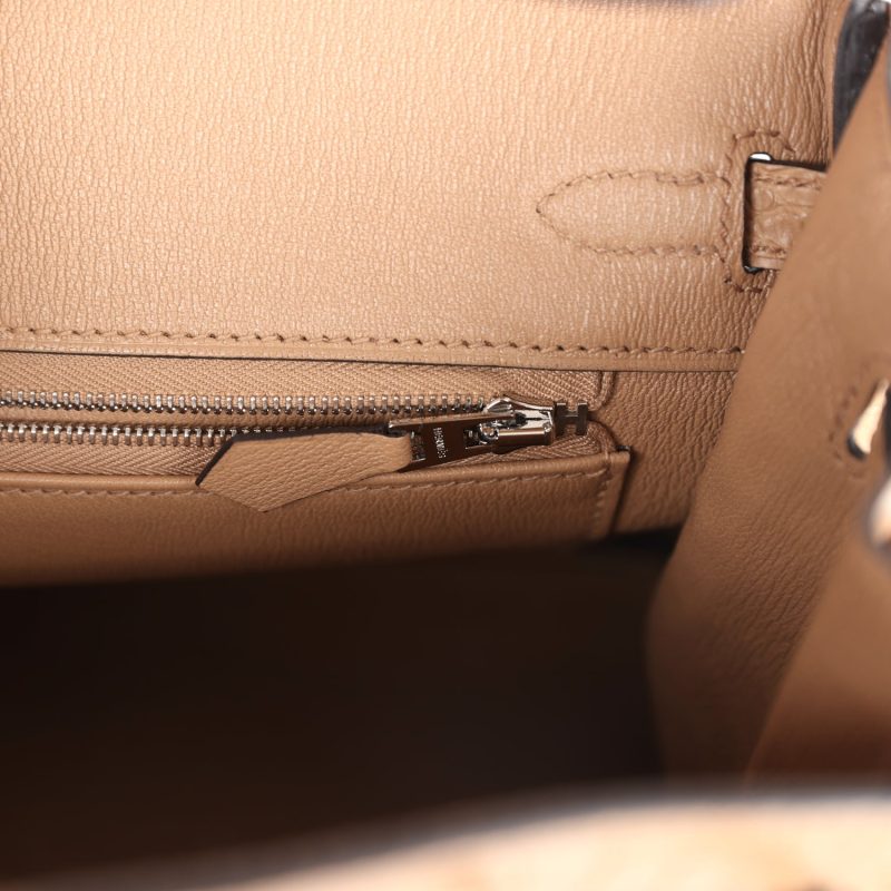 Hermes Birkin 25 Chai Matte Alligator Palladium Hardware - Image 8