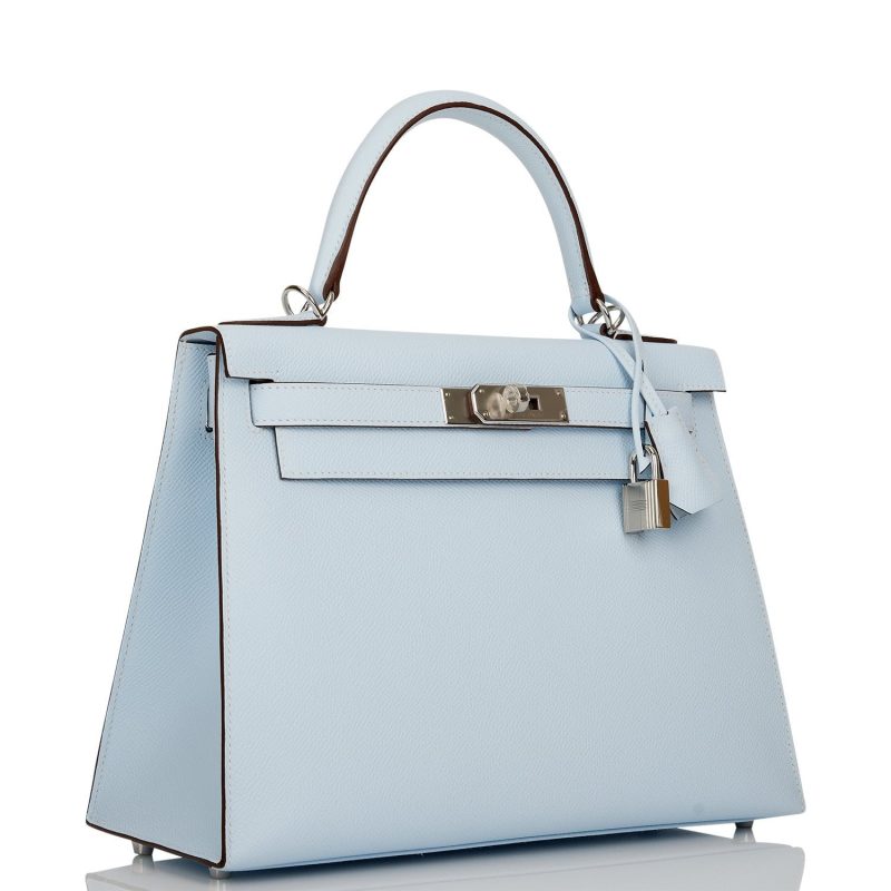 Hermes Kelly Sellier 28 Bleu Brume Epsom Palladium Hardware - Image 2