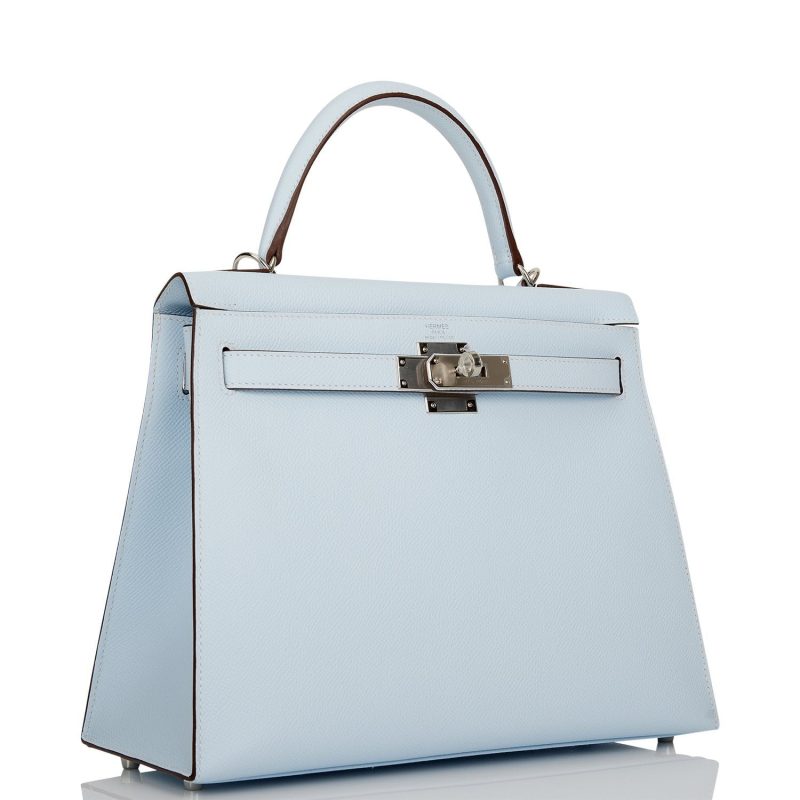Hermes Kelly Sellier 28 Bleu Brume Epsom Palladium Hardware - Image 5