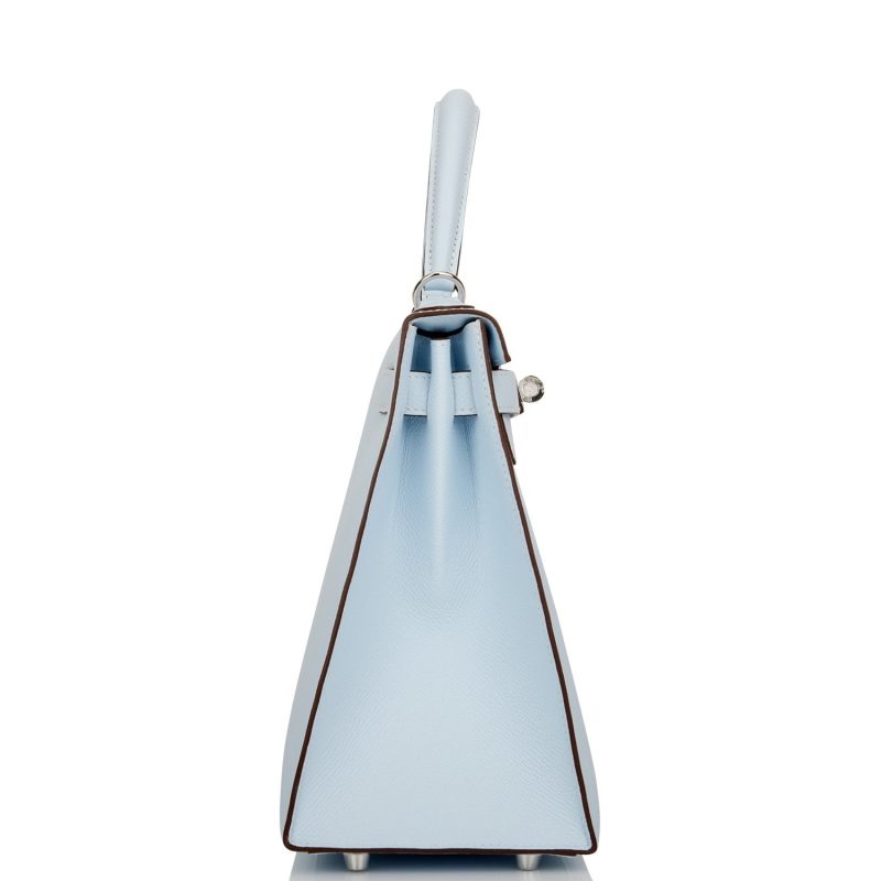 Hermes Kelly Sellier 28 Bleu Brume Epsom Palladium Hardware - Image 6