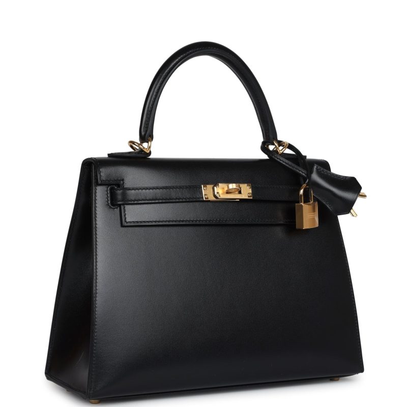 Hermes Kelly Sellier 25 Black Box Gold Hardware - Image 2