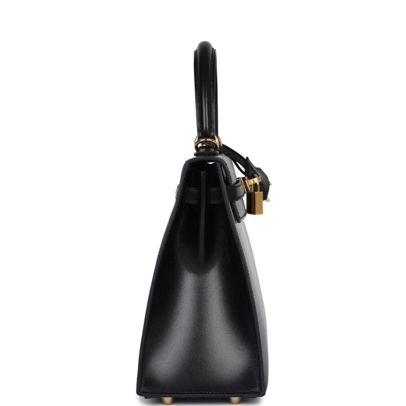 Hermes Kelly Sellier 25 Black Box Gold Hardware - Image 3