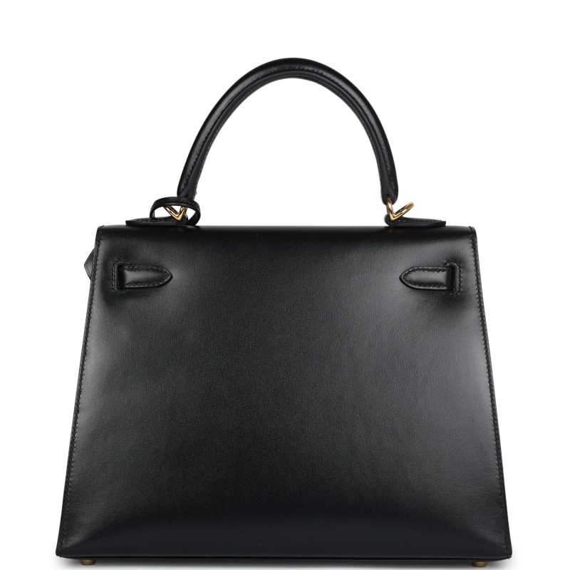 Hermes Kelly Sellier 25 Black Box Gold Hardware - Image 4