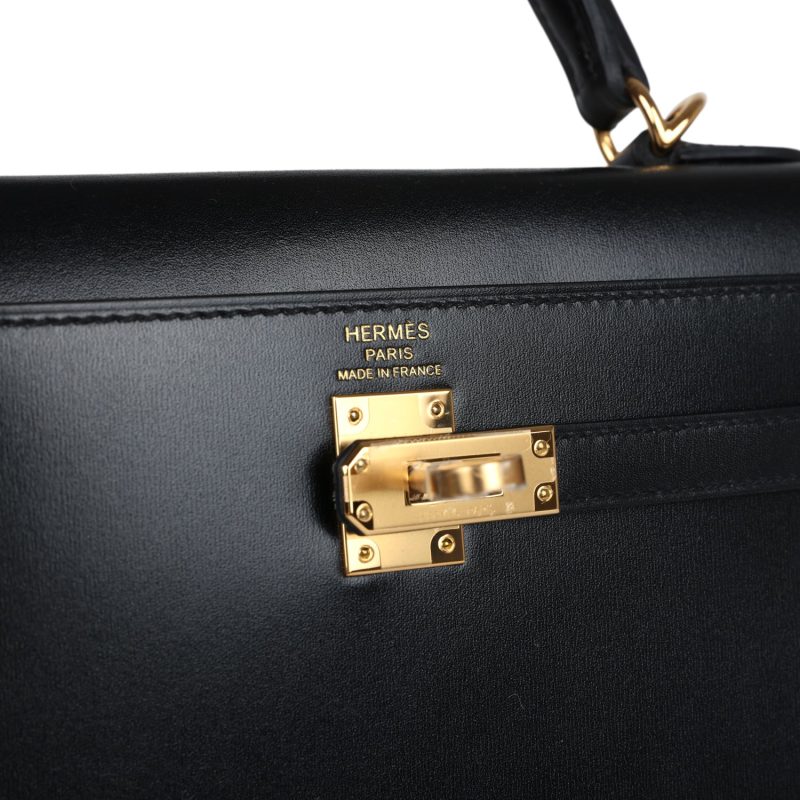 Hermes Kelly Sellier 25 Black Box Gold Hardware - Image 6