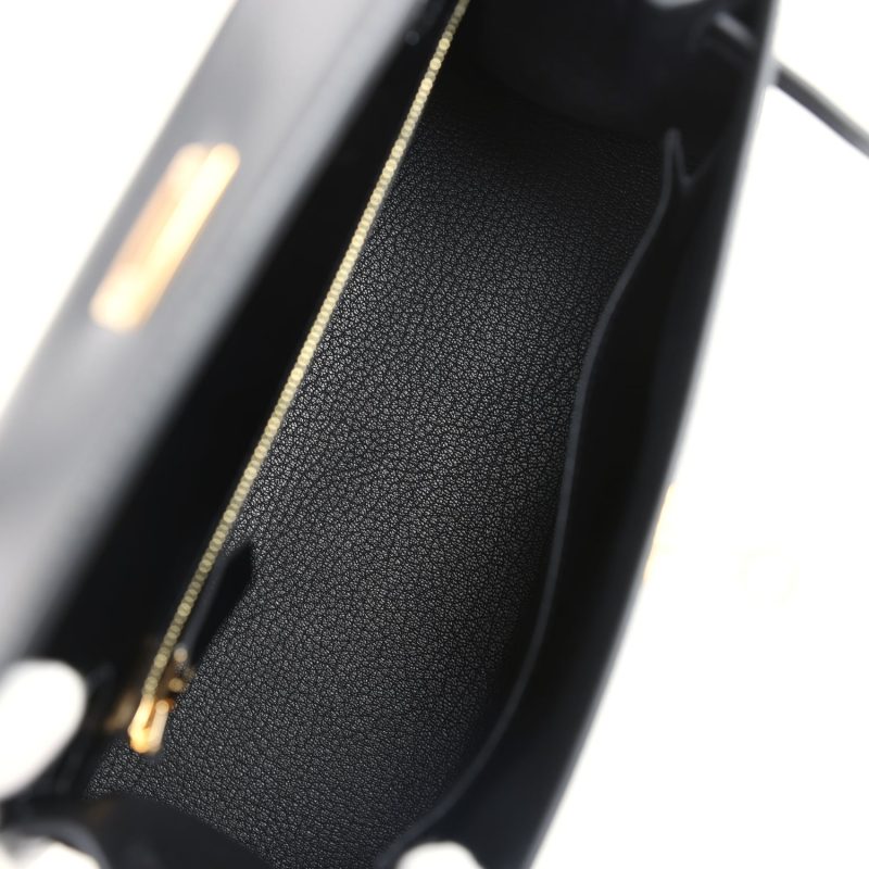 Hermes Kelly Sellier 25 Black Box Gold Hardware - Image 7