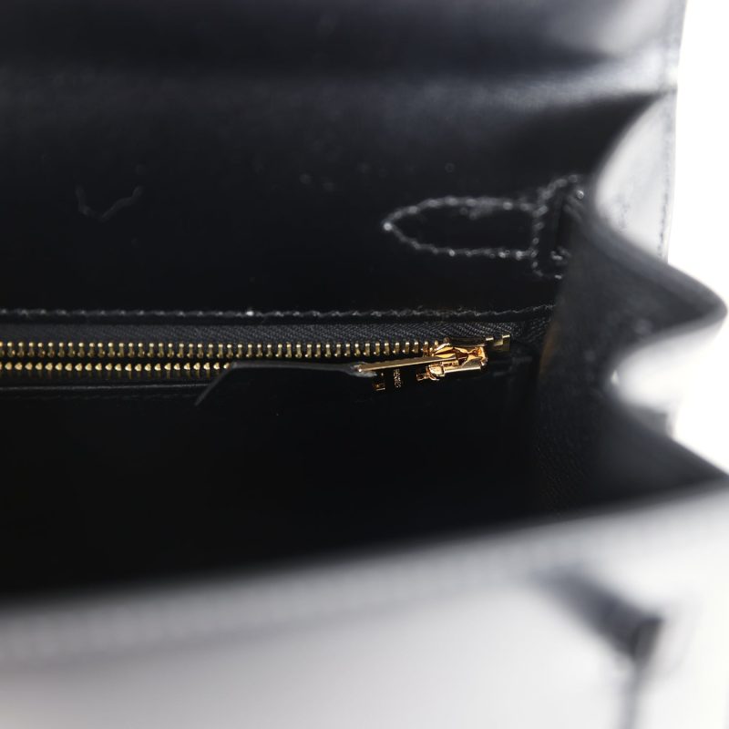 Hermes Kelly Sellier 25 Black Box Gold Hardware - Image 8