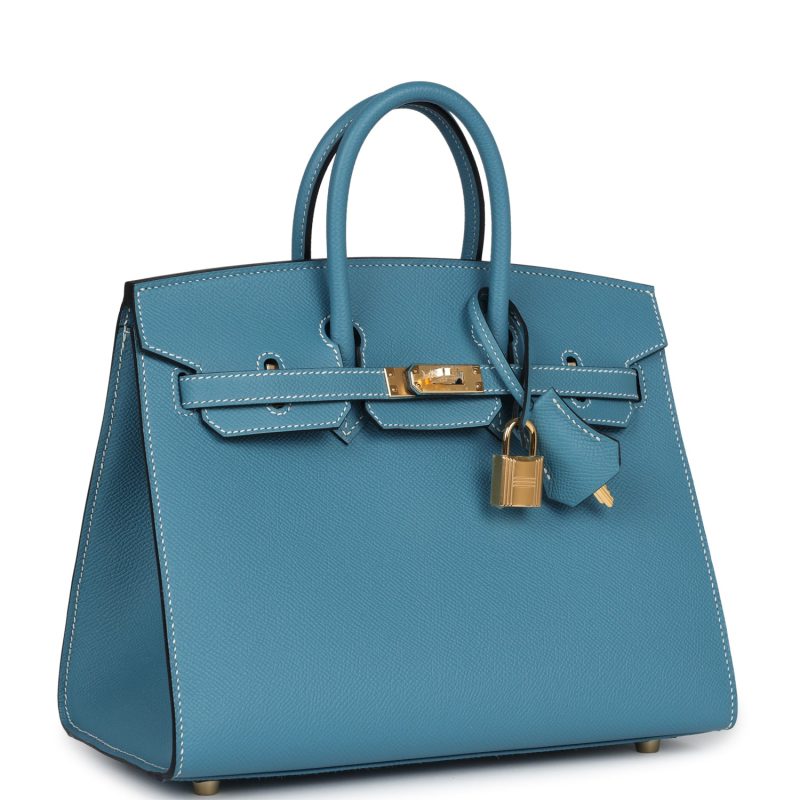 Hermes Birkin Sellier 25 Blue Jean Epsom Gold Hardware - Image 2