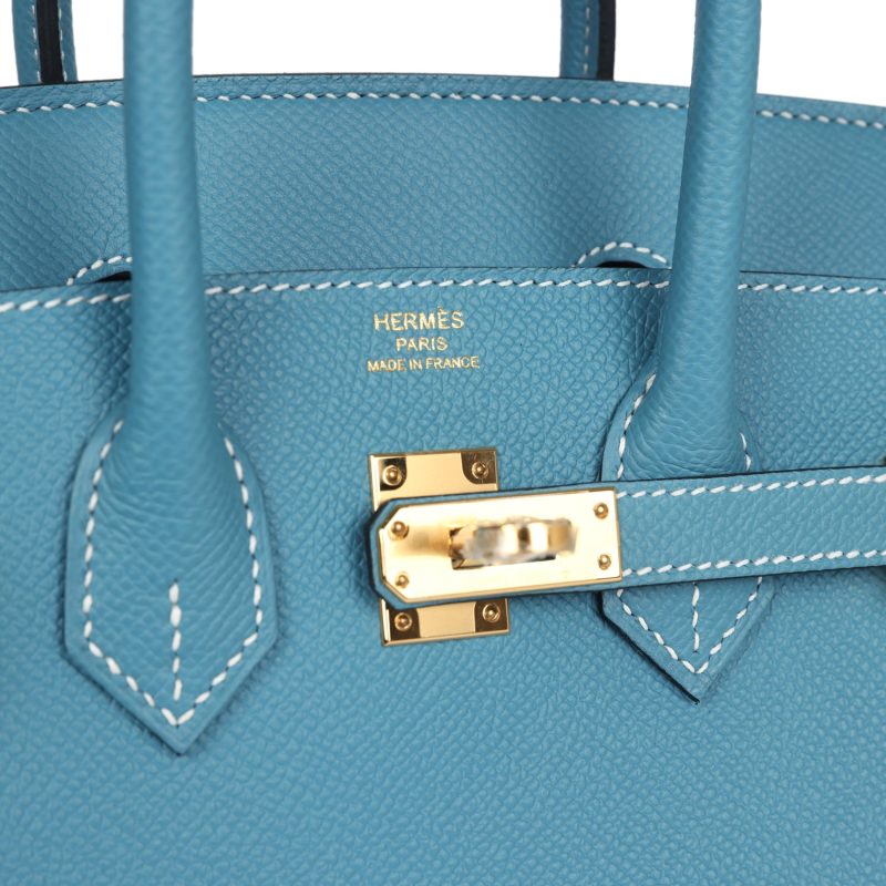 Hermes Birkin Sellier 25 Blue Jean Epsom Gold Hardware - Image 6
