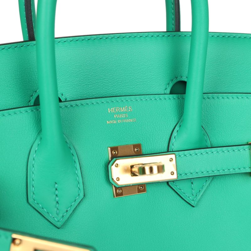 Hermes Birkin 25 Menthe Swift Gold Hardware - Image 6