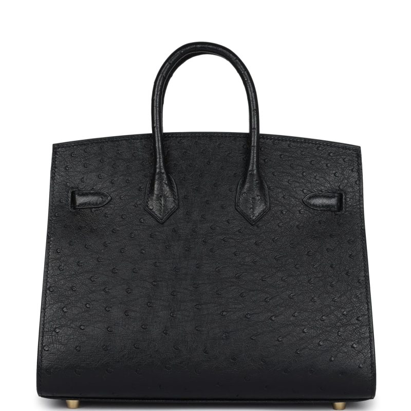 Hermes Birkin Sellier 25 Black Ostrich Gold Hardware - Image 4