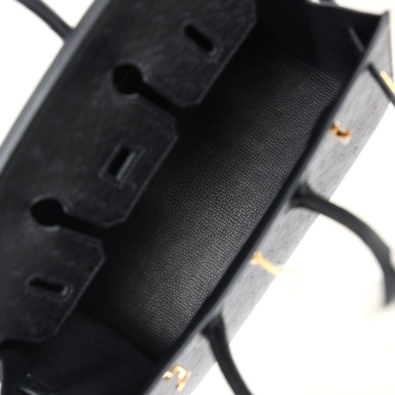 Hermes Birkin Sellier 25 Black Ostrich Gold Hardware - Image 7