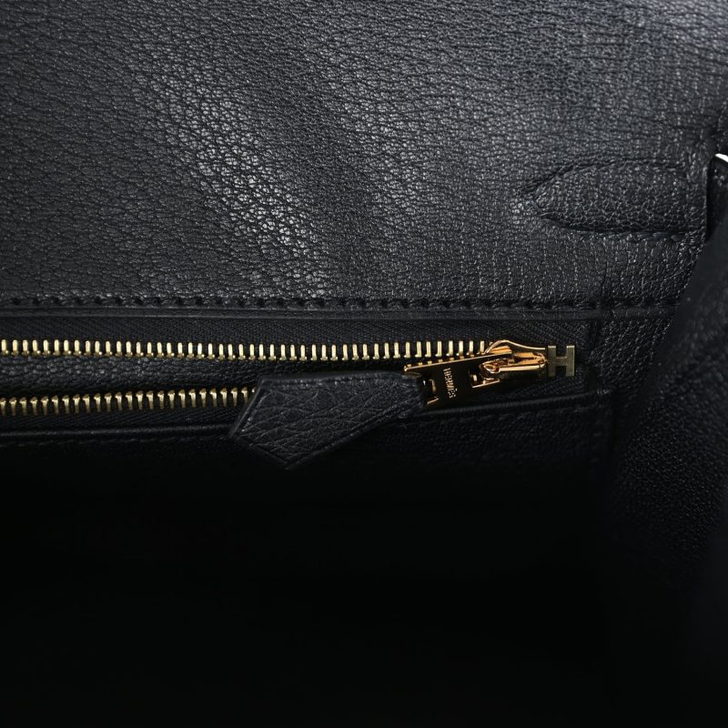Hermes Birkin Sellier 25 Black Ostrich Gold Hardware - Image 8