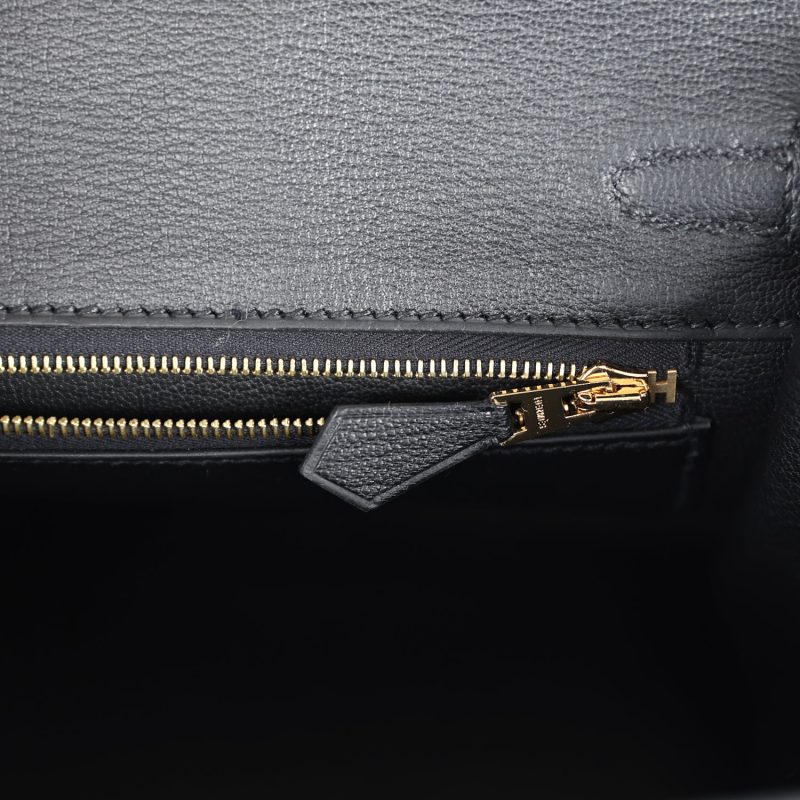 Hermes Birkin 25 Black Shiny Varanus Niloticus Lizard Gold Hardware - Image 8
