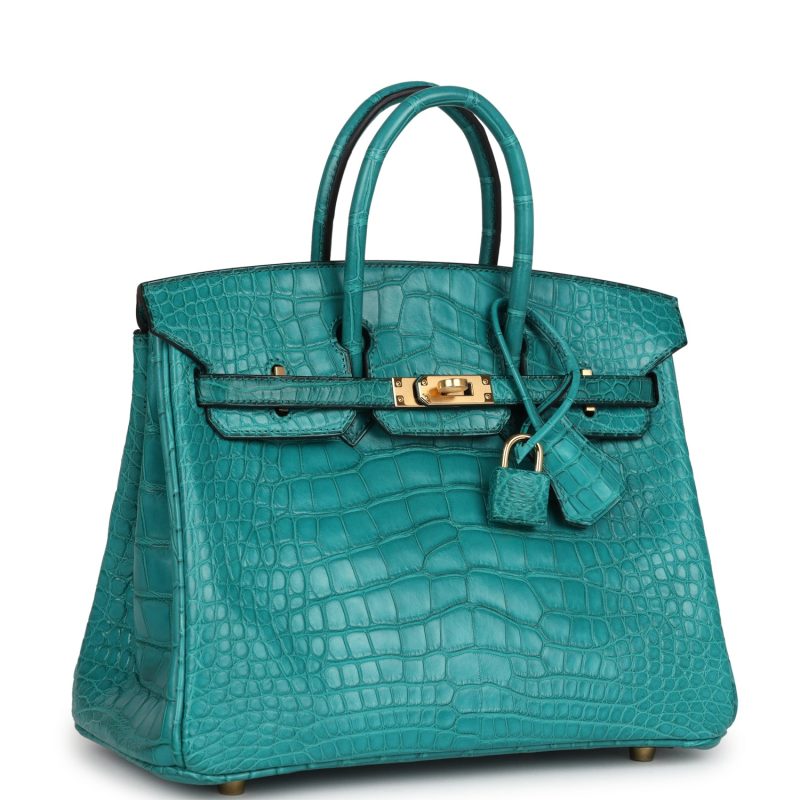 Hermes Birkin 25 Bleu Paon Matte Alligator Gold Hardware - Image 2