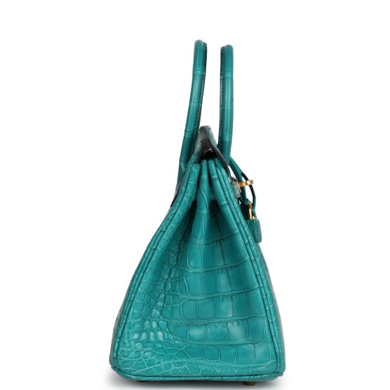 Hermes Birkin 25 Bleu Paon Matte Alligator Gold Hardware - Image 3