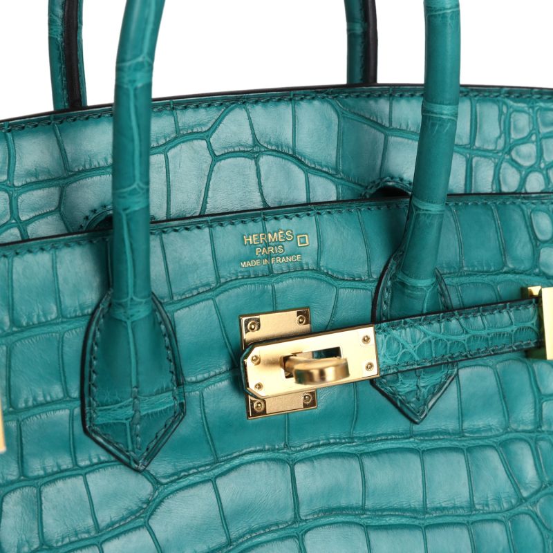 Hermes Birkin 25 Bleu Paon Matte Alligator Gold Hardware - Image 6