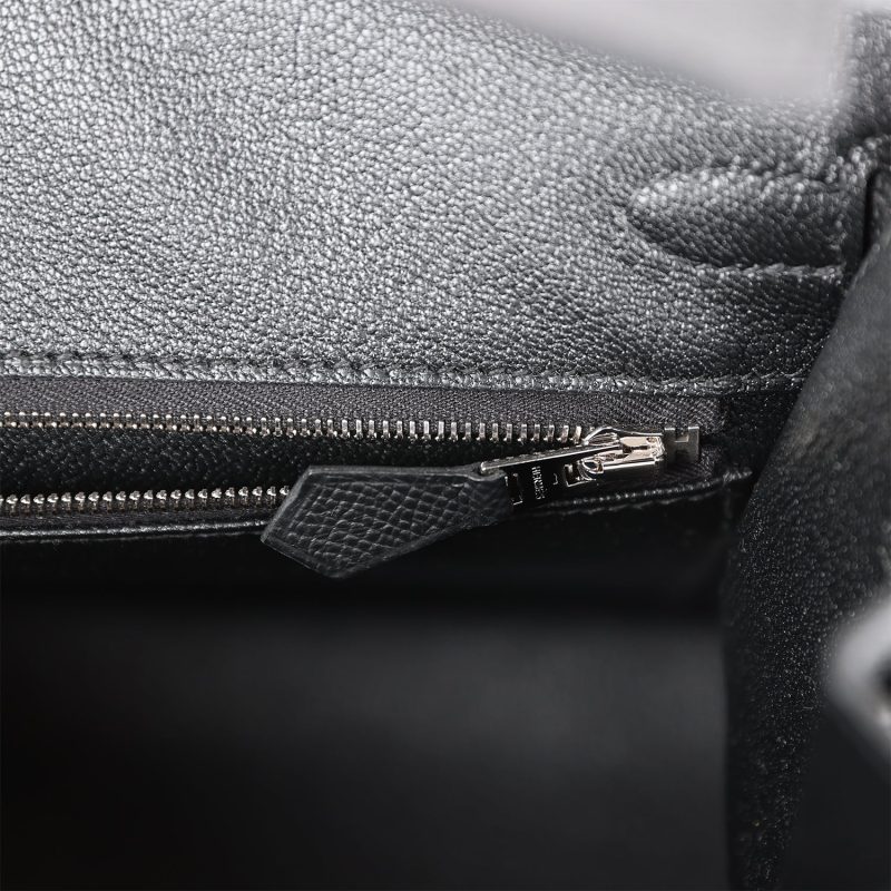 Hermes Birkin Sellier 25 Black Epsom Palladium Hardware - Image 8