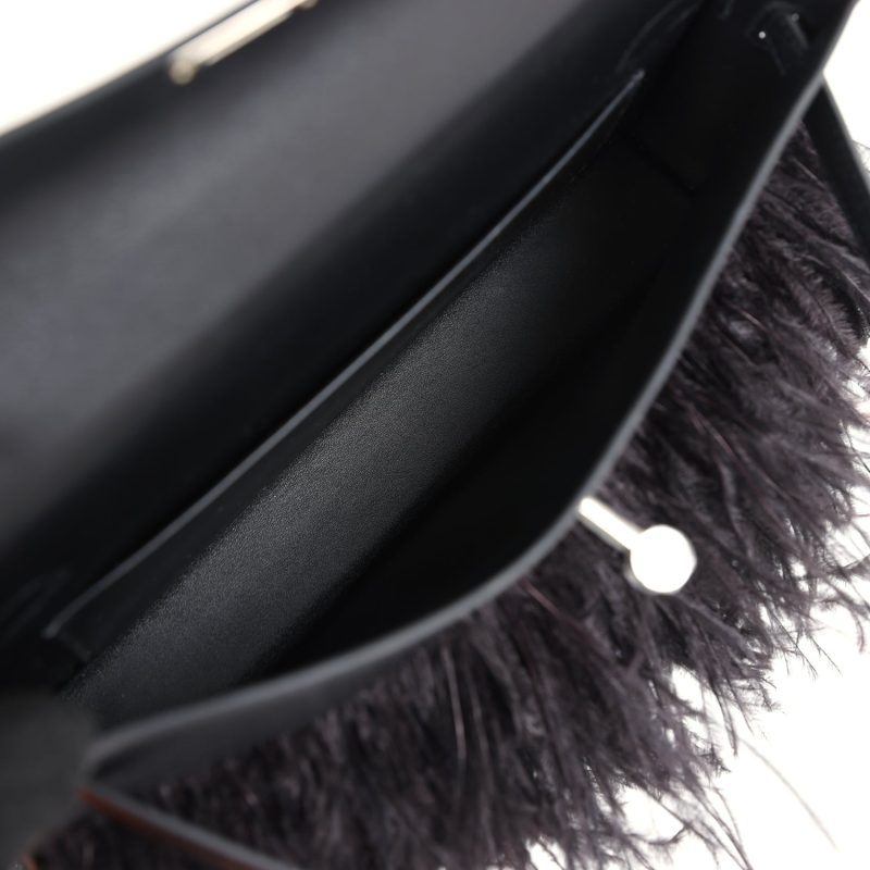 Hermes Kelly Elan Foile Chevre Chamkila and Ostrich Feather Palladium Hardware - Image 7