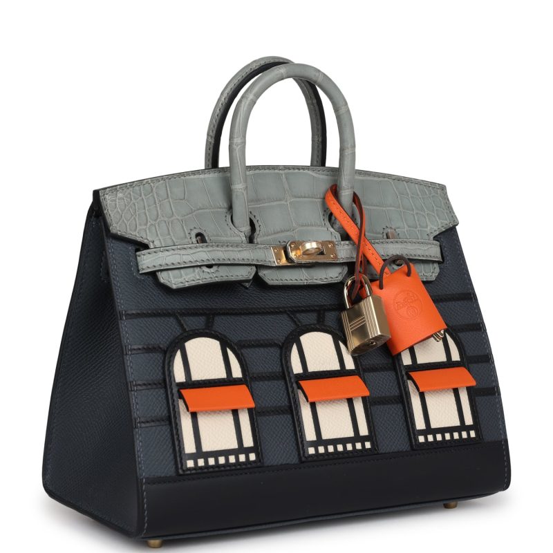 Hermes Night Sac Faubourg Birkin 20 Gris Misty Matte Alligator Permabrass Hardware - Image 2