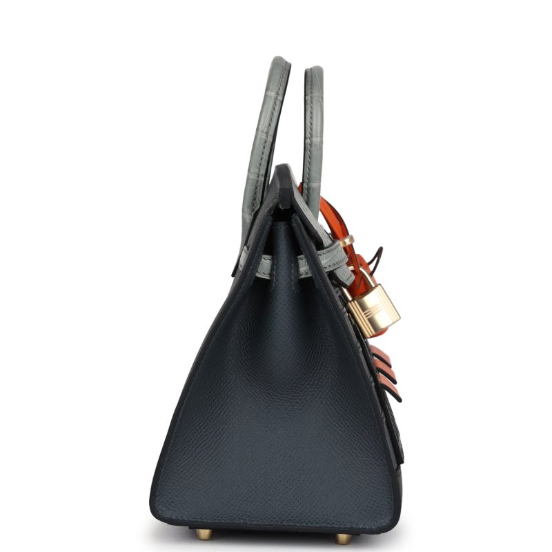 Hermes Night Sac Faubourg Birkin 20 Gris Misty Matte Alligator Permabrass Hardware - Image 3