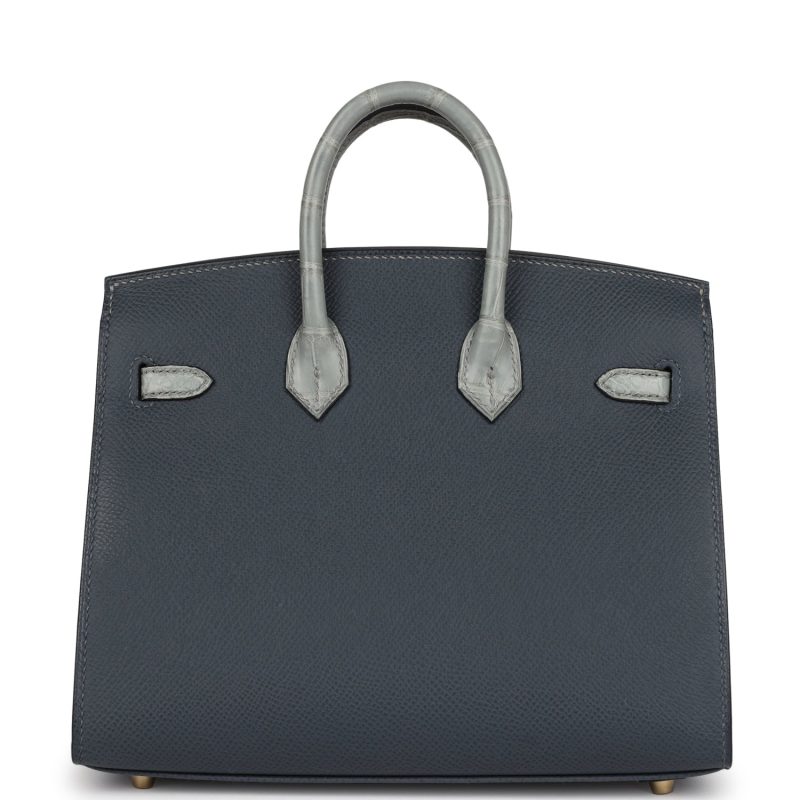 Hermes Night Sac Faubourg Birkin 20 Gris Misty Matte Alligator Permabrass Hardware - Image 4