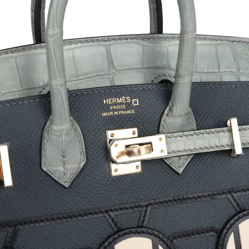 Hermes Night Sac Faubourg Birkin 20 Gris Misty Matte Alligator Permabrass Hardware - Image 6