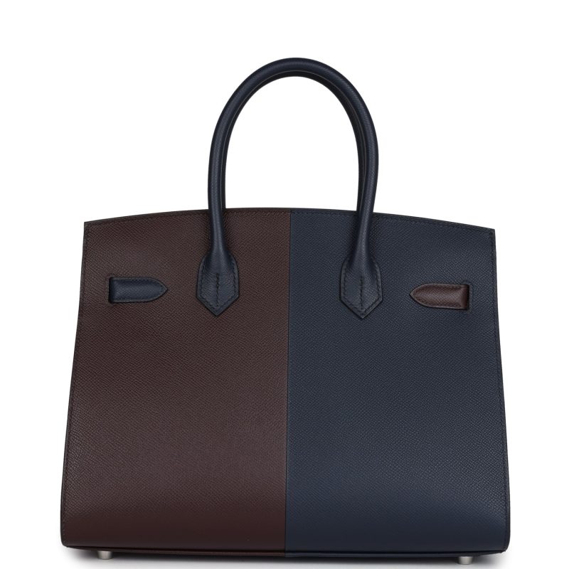 Hermes Casaque Birkin Sellier 30 Rouge Sellier and Bleu Indigo Epsom Palladium Hardware - Image 4