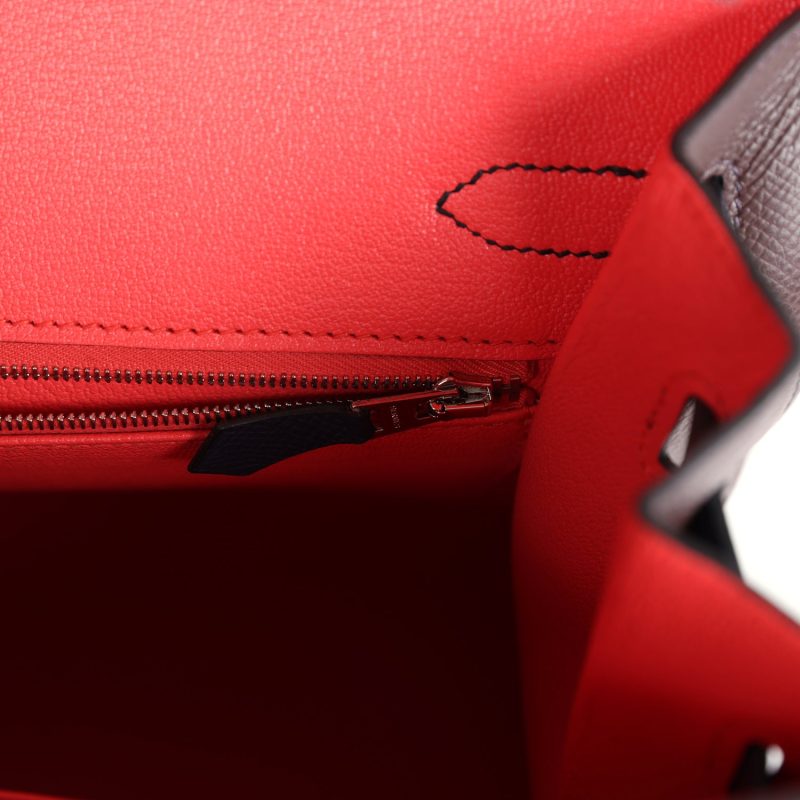Hermes Casaque Birkin Sellier 30 Rouge Sellier and Bleu Indigo Epsom Palladium Hardware - Image 7