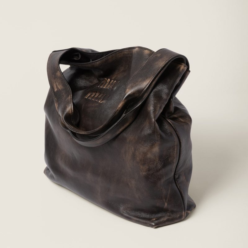 Nappa hobo bag with logo - Image 3