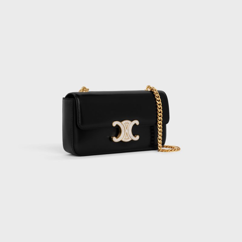 CHAIN SHOULDER BAG CLAUDE WITH STRASS CLOSURE IN SHINY CALFSKIN - Image 2
