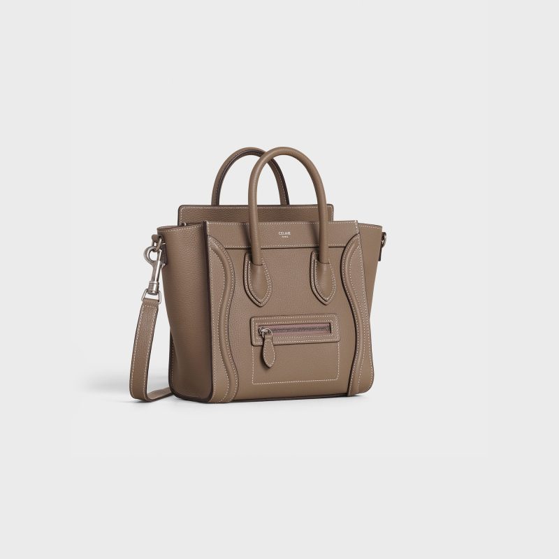 NANO LUGGAGE BAG IN BABY DRUNMED CALFSKIN SOURIS - Image 2