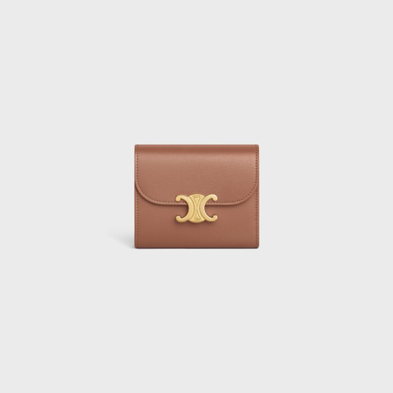 SMALL FLAP WALLER TRIOMPHE IN SHINY CALFSKIN BRONZE