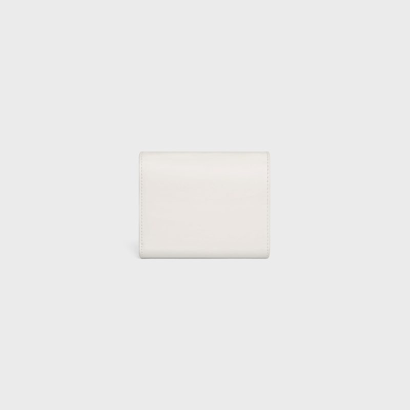 SMALL FLAP WALLER TRIOMPHE IN SHINY CALFSKIN WHITE - Image 3