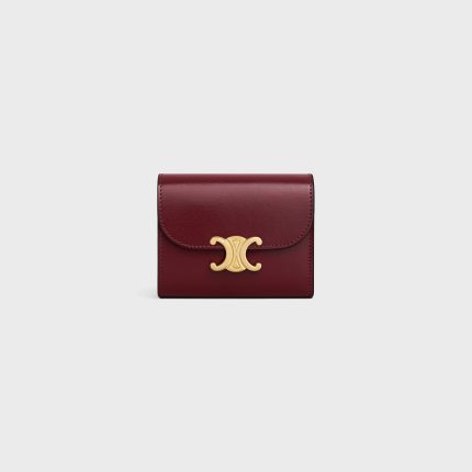 SMALL FLAP WALLER TRIOMPHE IN SHINY CALFSKIN LIGHT BURGUNDY