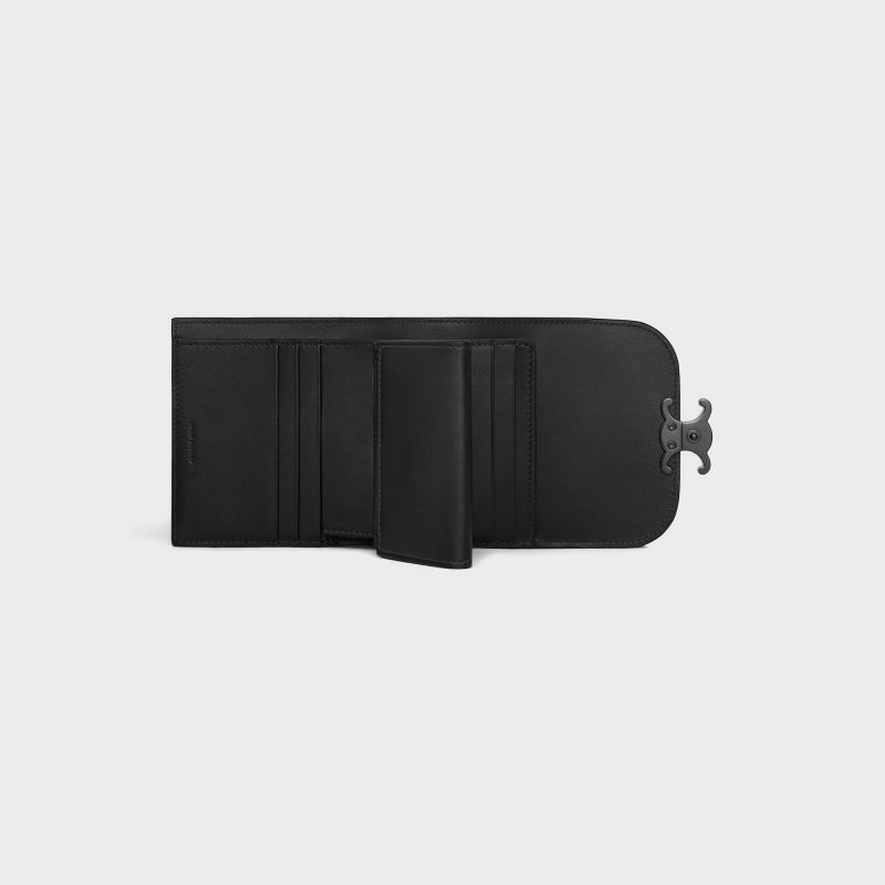 SMALL FLAP WALLER TRIOMPHE IN SHINY CALFSKIN BLACK / BLACK - Image 4
