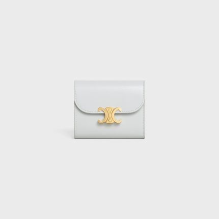 SMALL FLAP WALLER TRIOMPHE IN SHINY CALFSKIN MOON