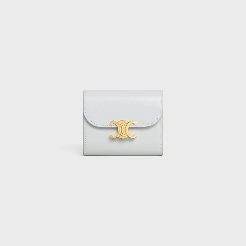 SMALL FLAP WALLER TRIOMPHE IN SHINY CALFSKIN MOON