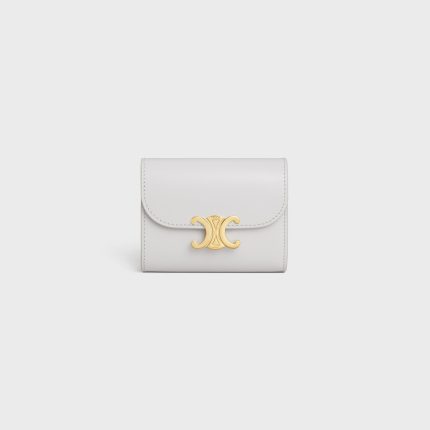 SMALL FLAP WALLER TRIOMPHE IN SHINY CALFSKIN CLOUDY GREY