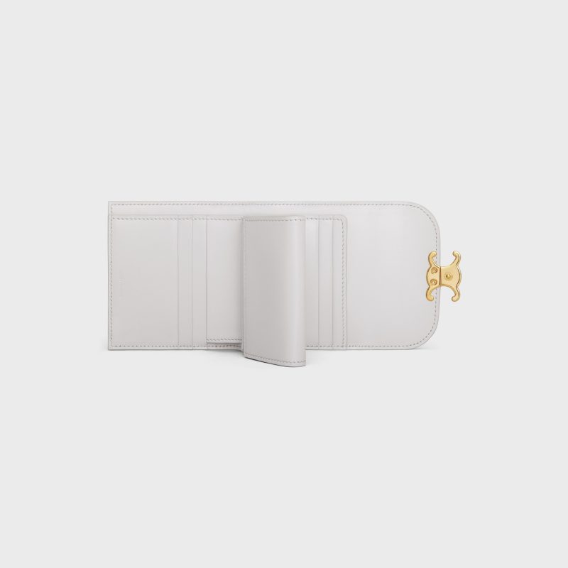 SMALL FLAP WALLER TRIOMPHE IN SHINY CALFSKIN CLOUDY GREY - Image 4