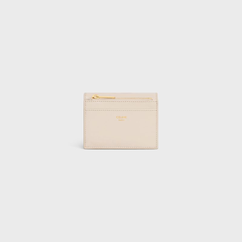 COMPACT WALLET WITH COIN TRIOMPHE IN SHINY CALFSKIN PALE BEIGE - Image 3
