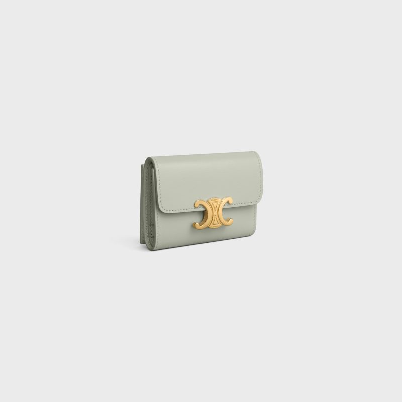 COMPACT WALLET WITH COIN TRIOMPHE IN SHINY CALFSKIN LIGHT CLAY - Image 2