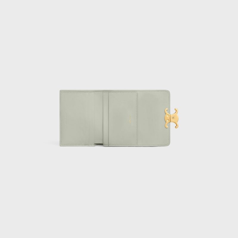 COMPACT WALLET WITH COIN TRIOMPHE IN SHINY CALFSKIN LIGHT CLAY - Image 4