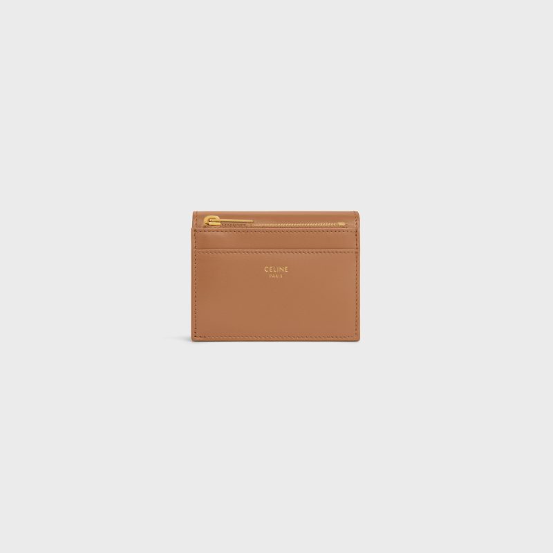 COMPACT WALLET WITH COIN TRIOMPHE IN SHINY CALFSKIN BRONZE - Image 3