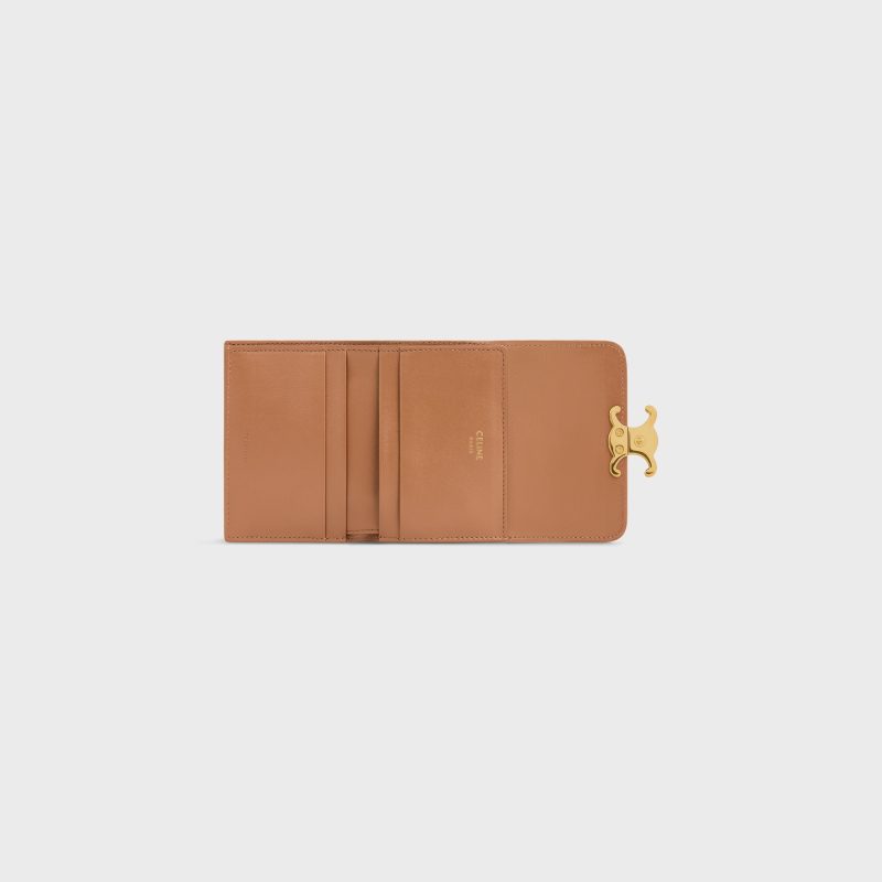 COMPACT WALLET WITH COIN TRIOMPHE IN SHINY CALFSKIN BRONZE - Image 4
