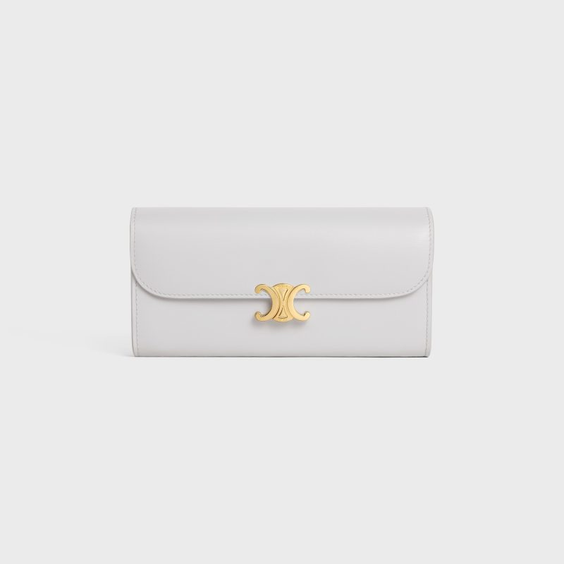 LARGE WALLET TRIOMPHE IN SHINY CALFSKIN CLOUDY GREY