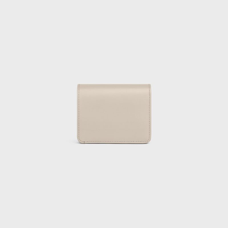 TRIOMPHE COMPACT WALLET IN SHINY CALFSKIN LIGHT STONE - Image 3